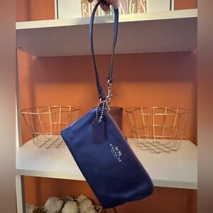 COACH Purple Smooth Pebbled Leather Wristlet